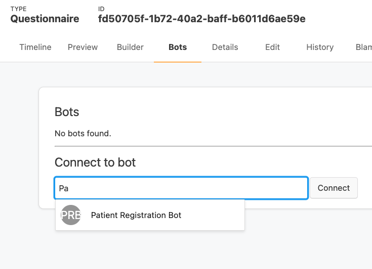 Connect Bot to Questionnaire